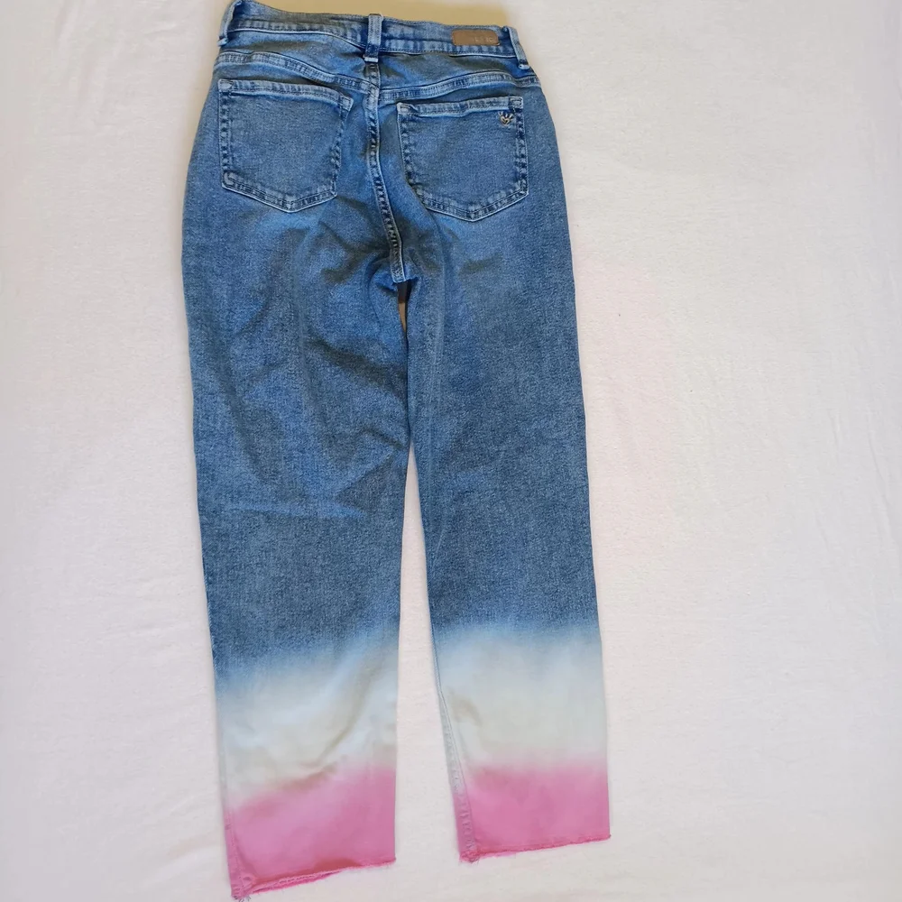 Justice Jr Sz18 Blue, White, and Pink Ombre Wide Legged Jeans